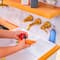 KidKraft Simply Stylish Wooden Play Kitchen Set with Lights, Choppable Food & Accessories